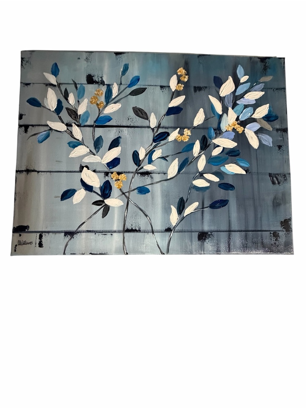 Original Artwork Acrylic’s On Canvas Textured Leaves on Vine 18x24"